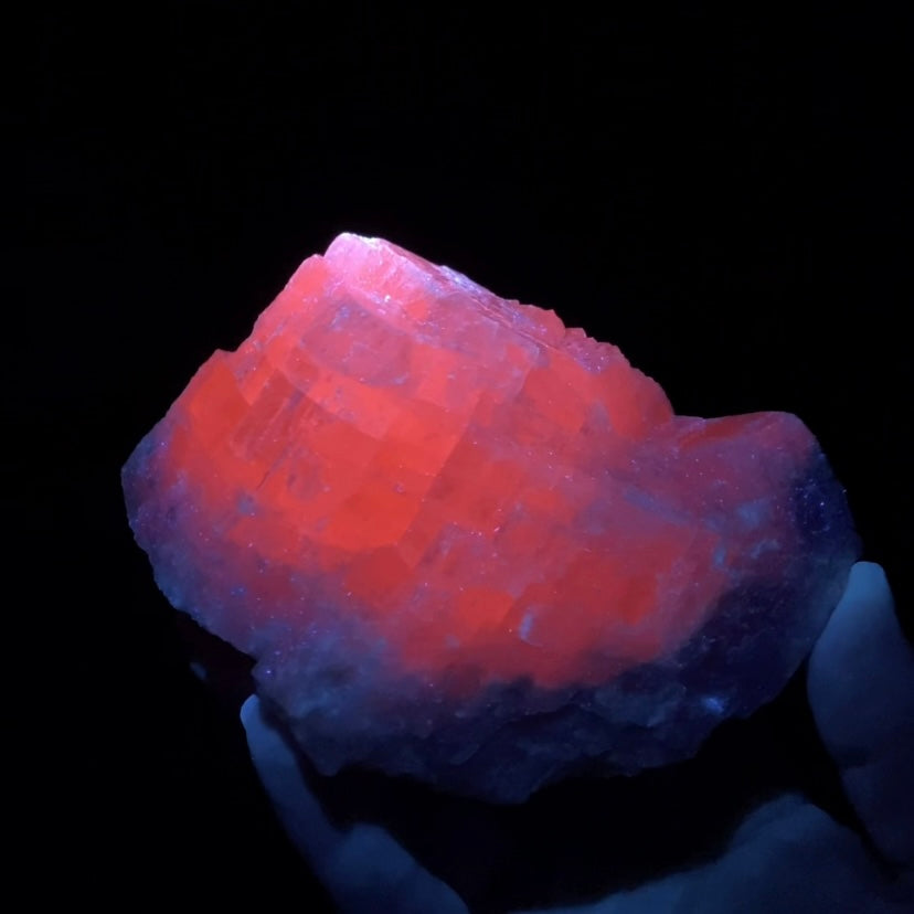Fluorescent Mangano Calcite Specimen from Trepca Mine Complex, Kosovo