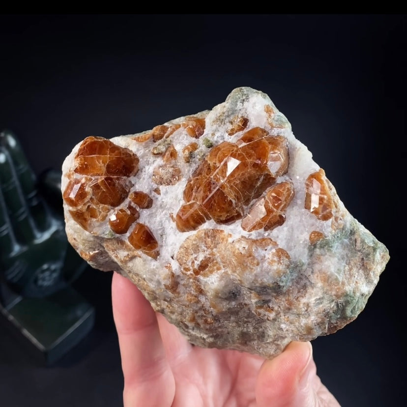 Orange Hessonite Garnets on Matrix