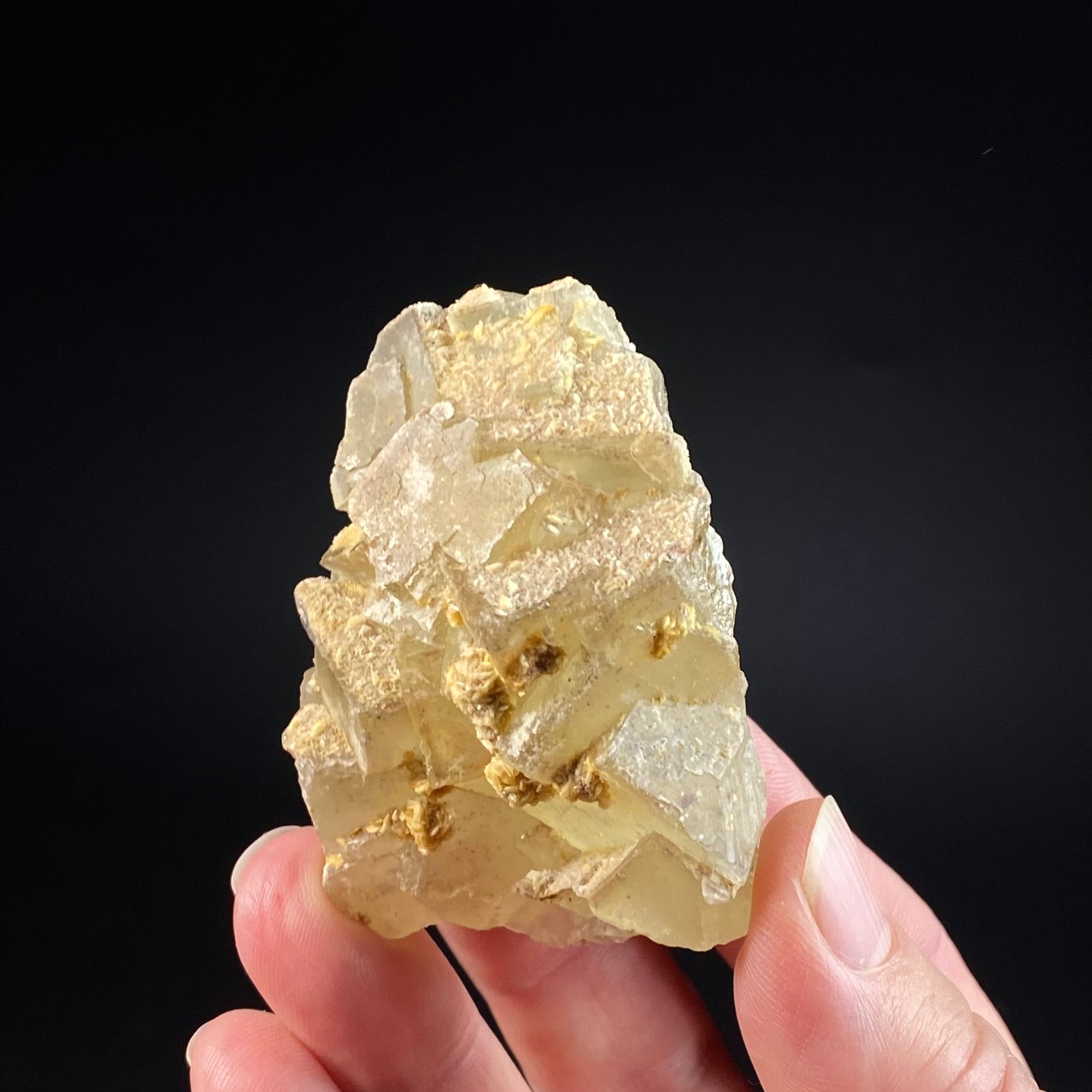Yellow Cubic Fluorite Cluster with Barite, El Hammam Mine