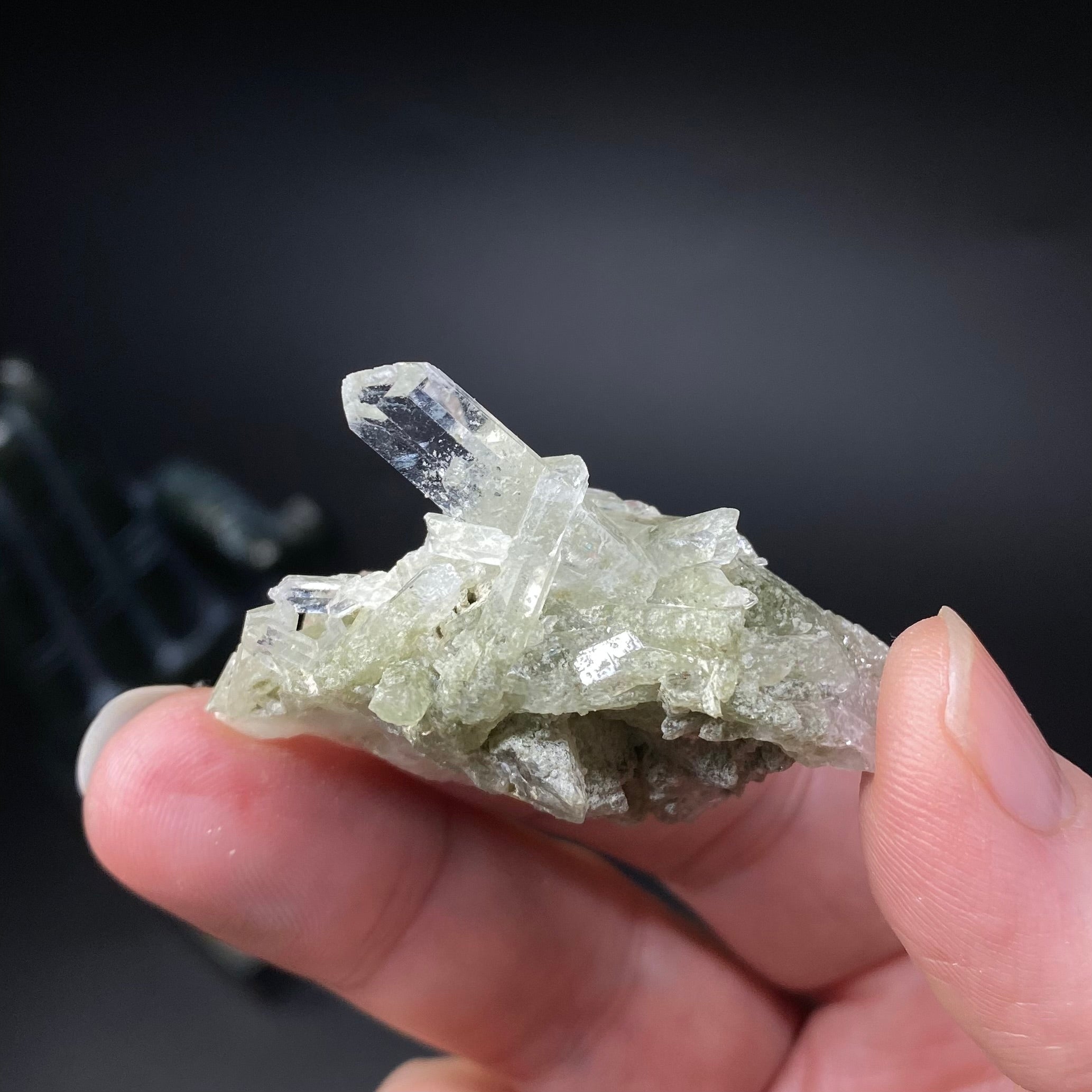 Small Chlorite Included Quartz Cluster
