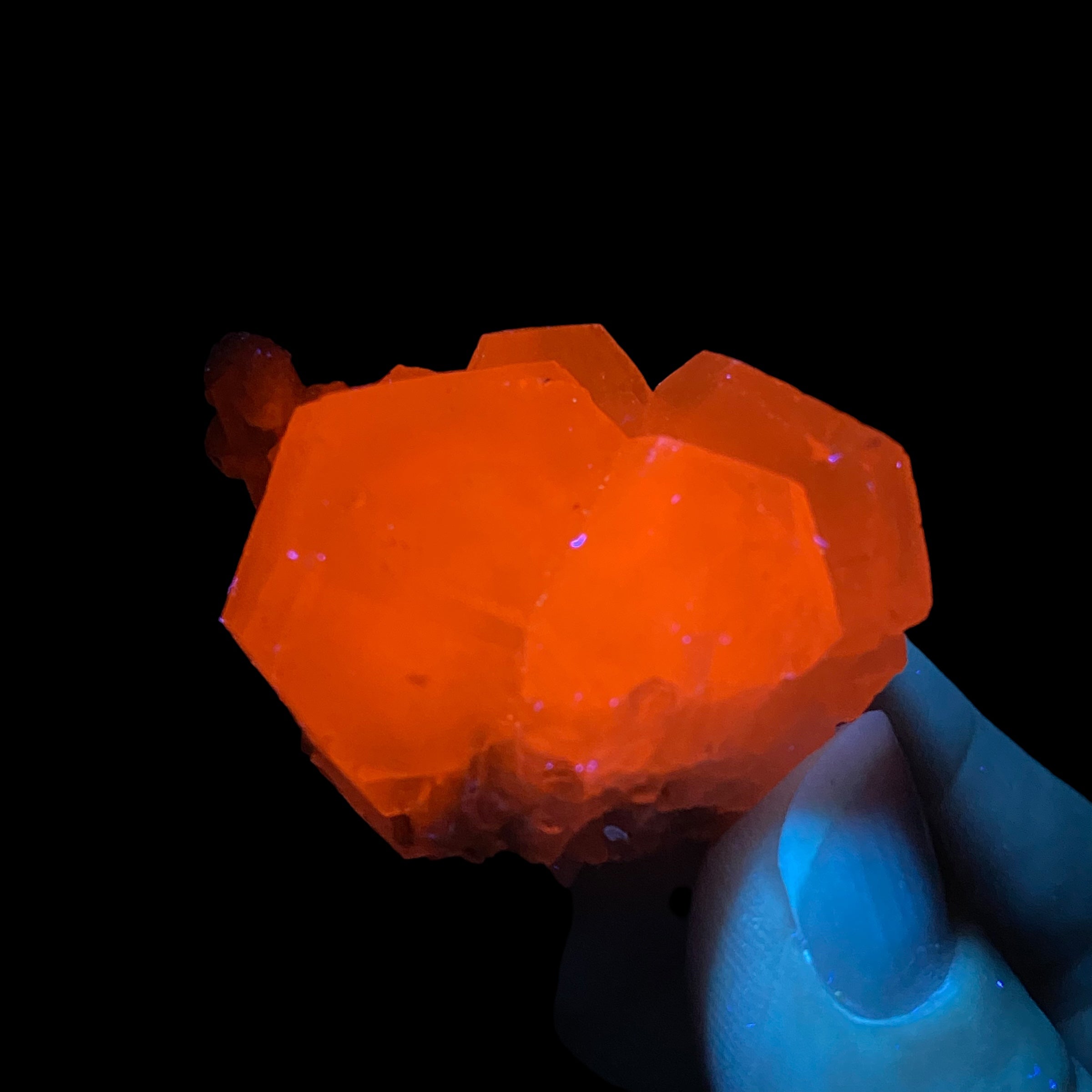 Fluorescent Calcite Cluster with Siderite and Quartz from Trepça Mines, Kosovo