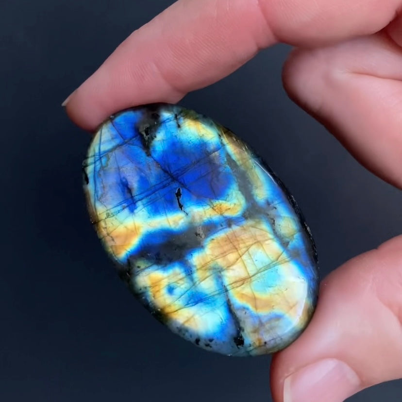 Blue & Gold Flash Labradorite Oval Shaped Cabochon