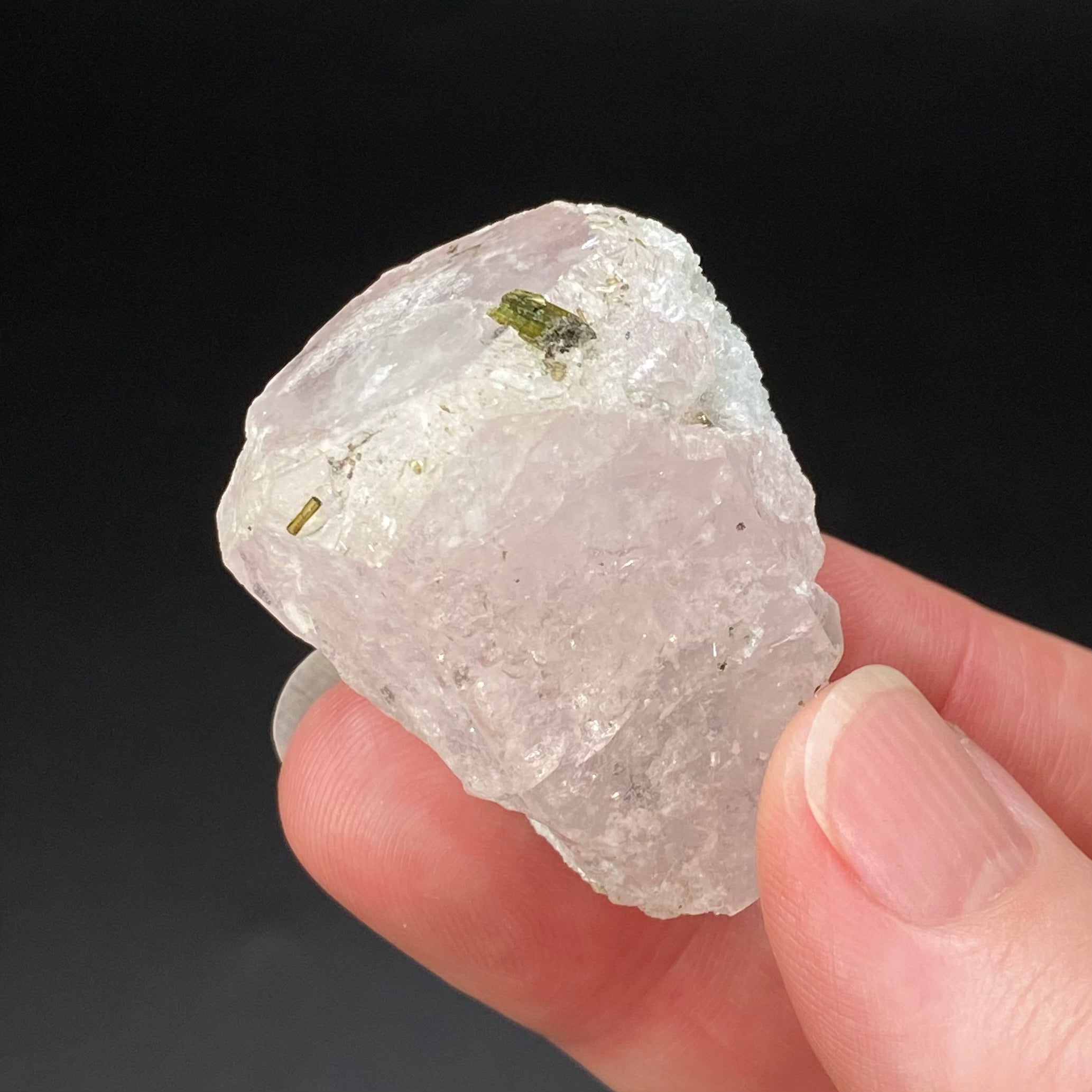 Morganite Crystal with Green Tourmaline & Quartz