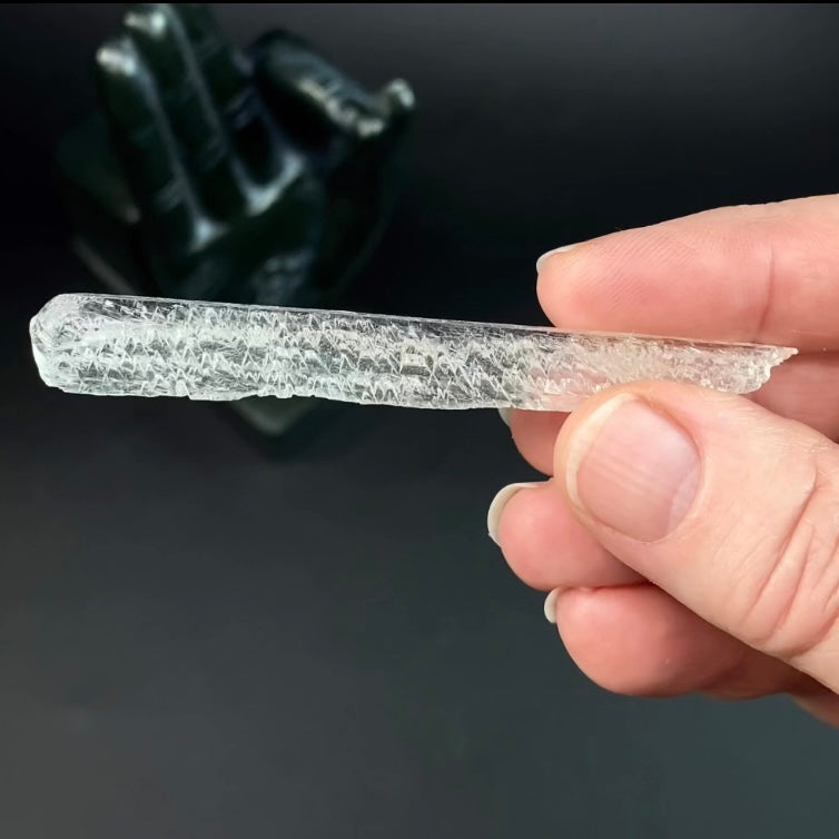 Natural Etched Spodumene Crystal Blade Clear Kunzite, Triphane from Minas Gerais, Brazil