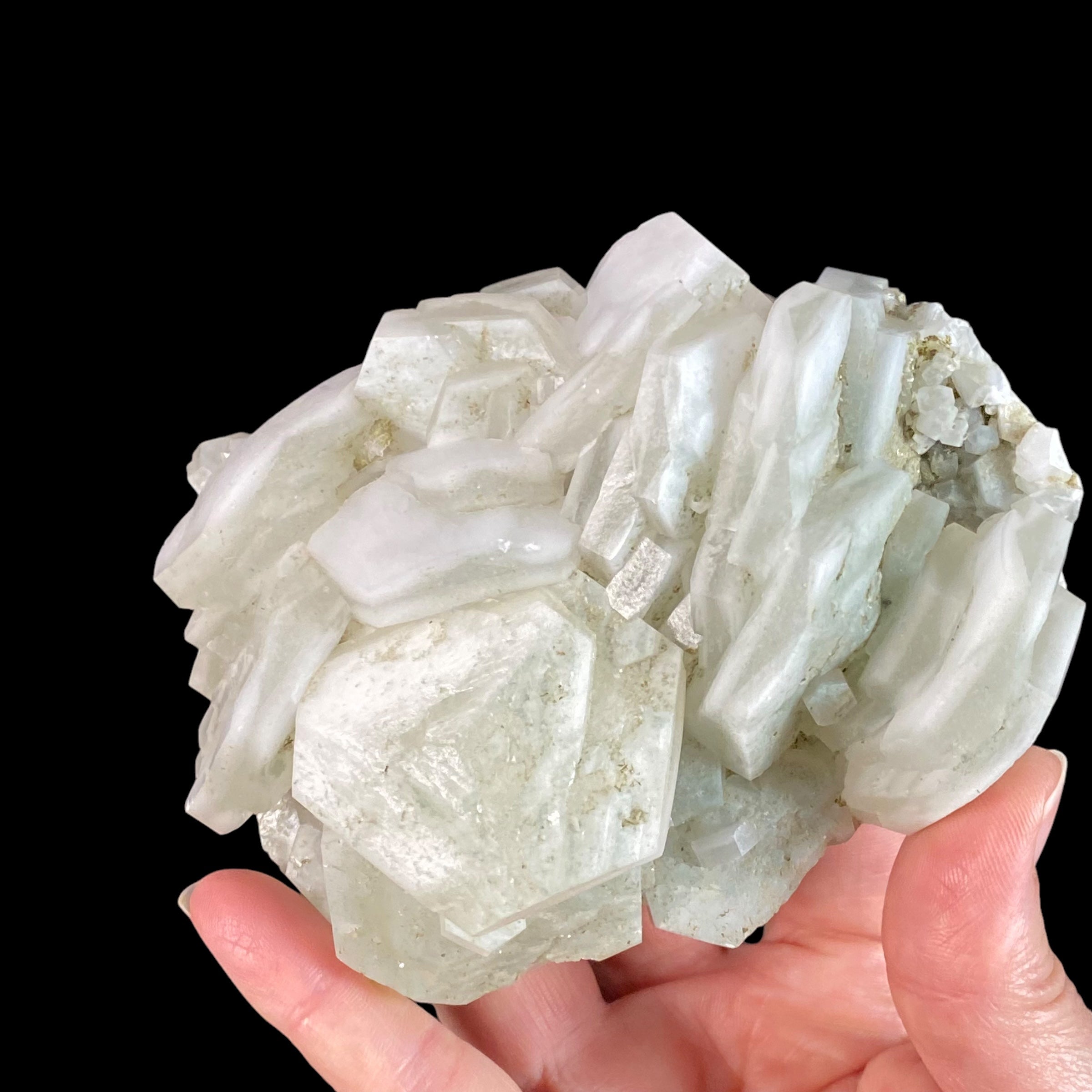 Fluorescent Hexagonal Sandwich Calcite Crystal Cluster