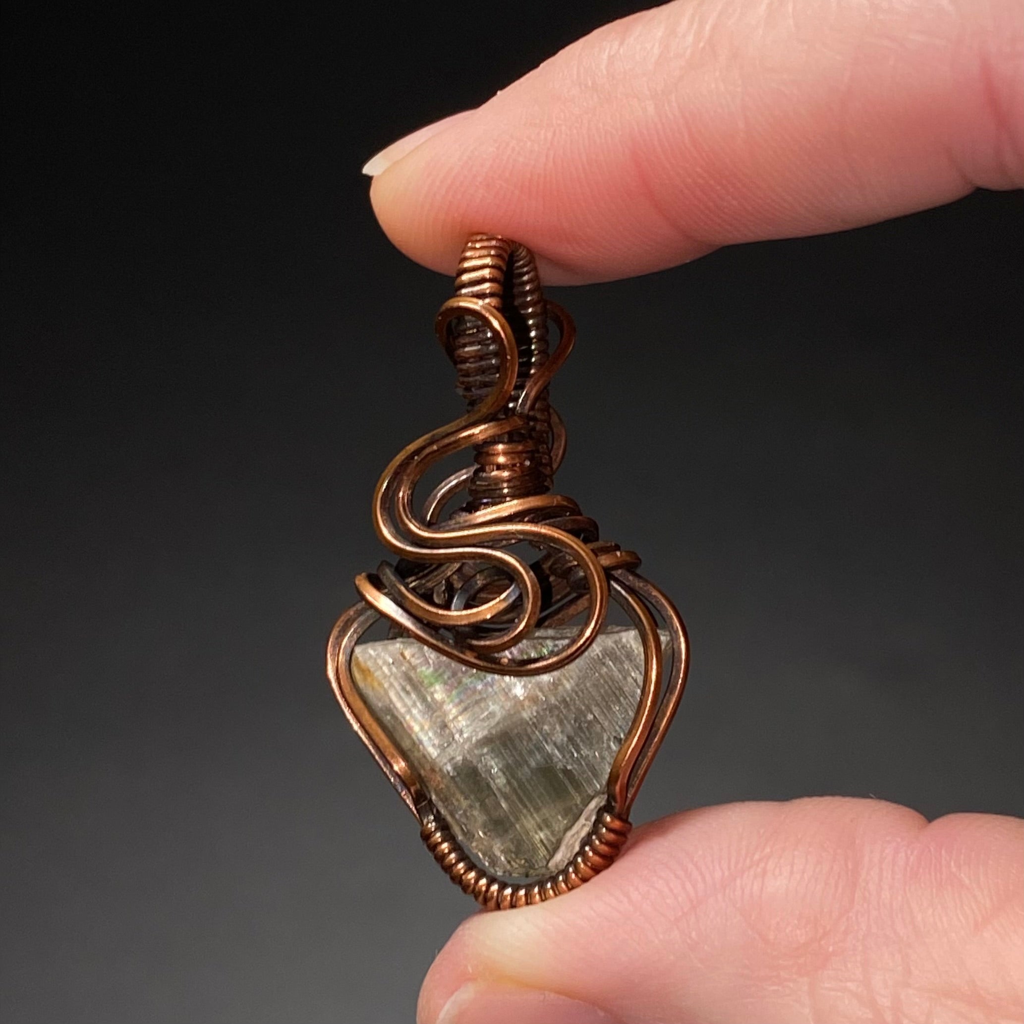 Reversible Turkish Diaspore Zultanite & Copper Wire Wrapped Pendant