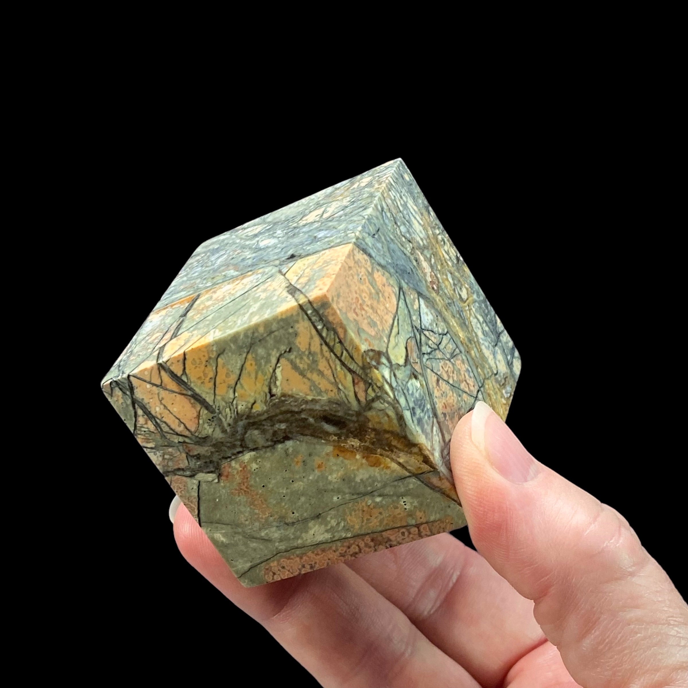 Green Malingano Jasper, Chert Breccia, Polished Cube