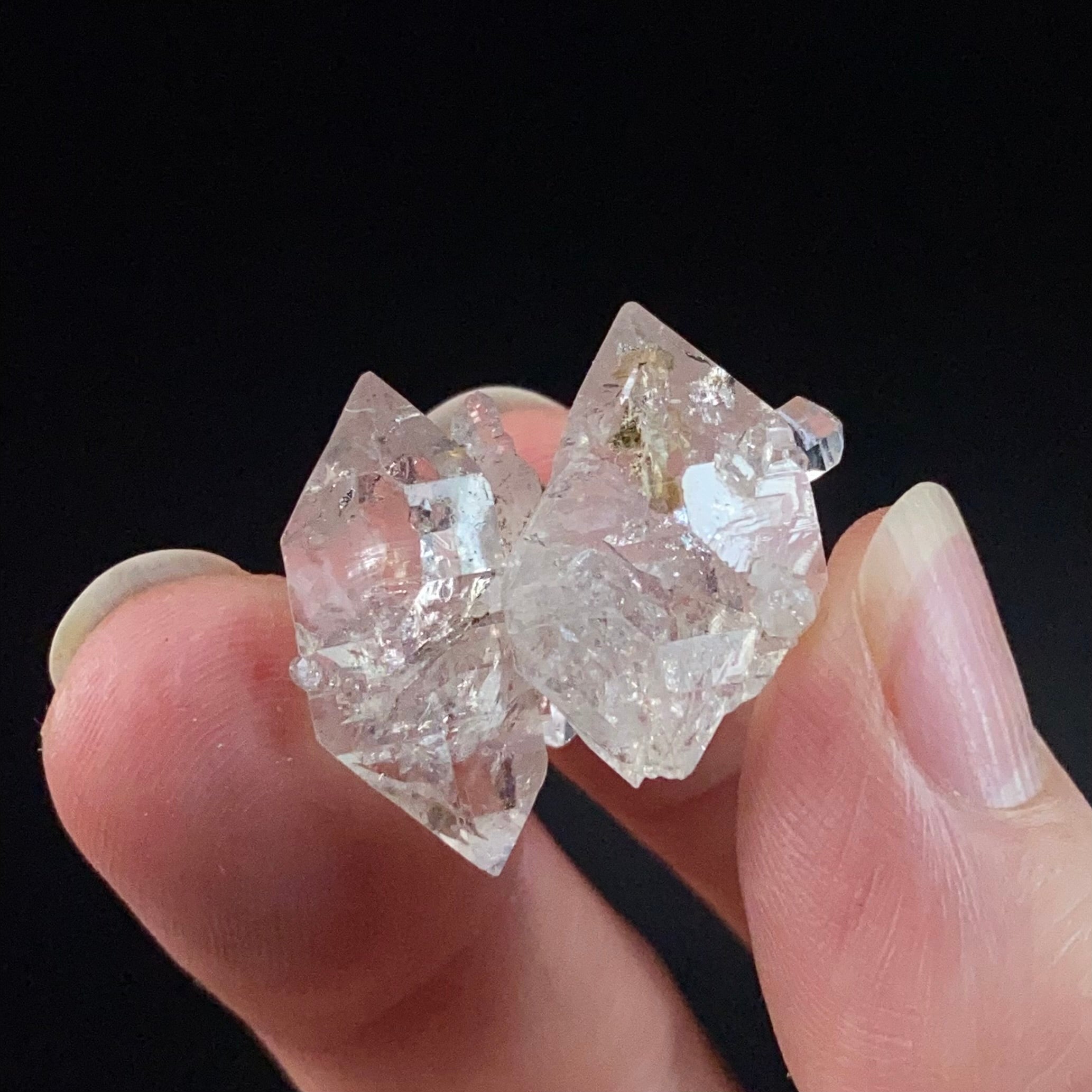 Double Terminated Twin Diamond Style Quartz Crystal Cluster