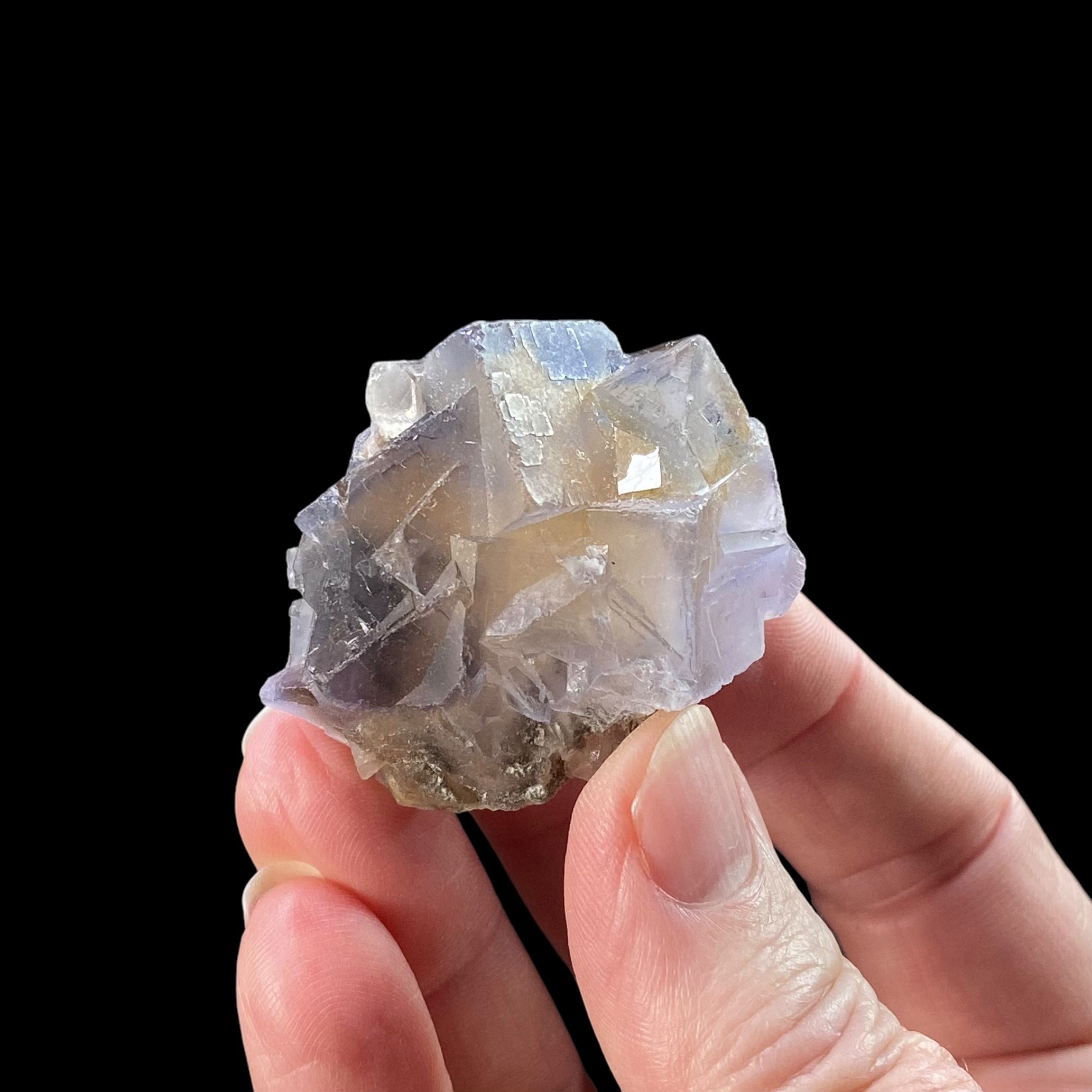 Blue and Purple Fluorite Cube Cluster with Tan Color Inclusions