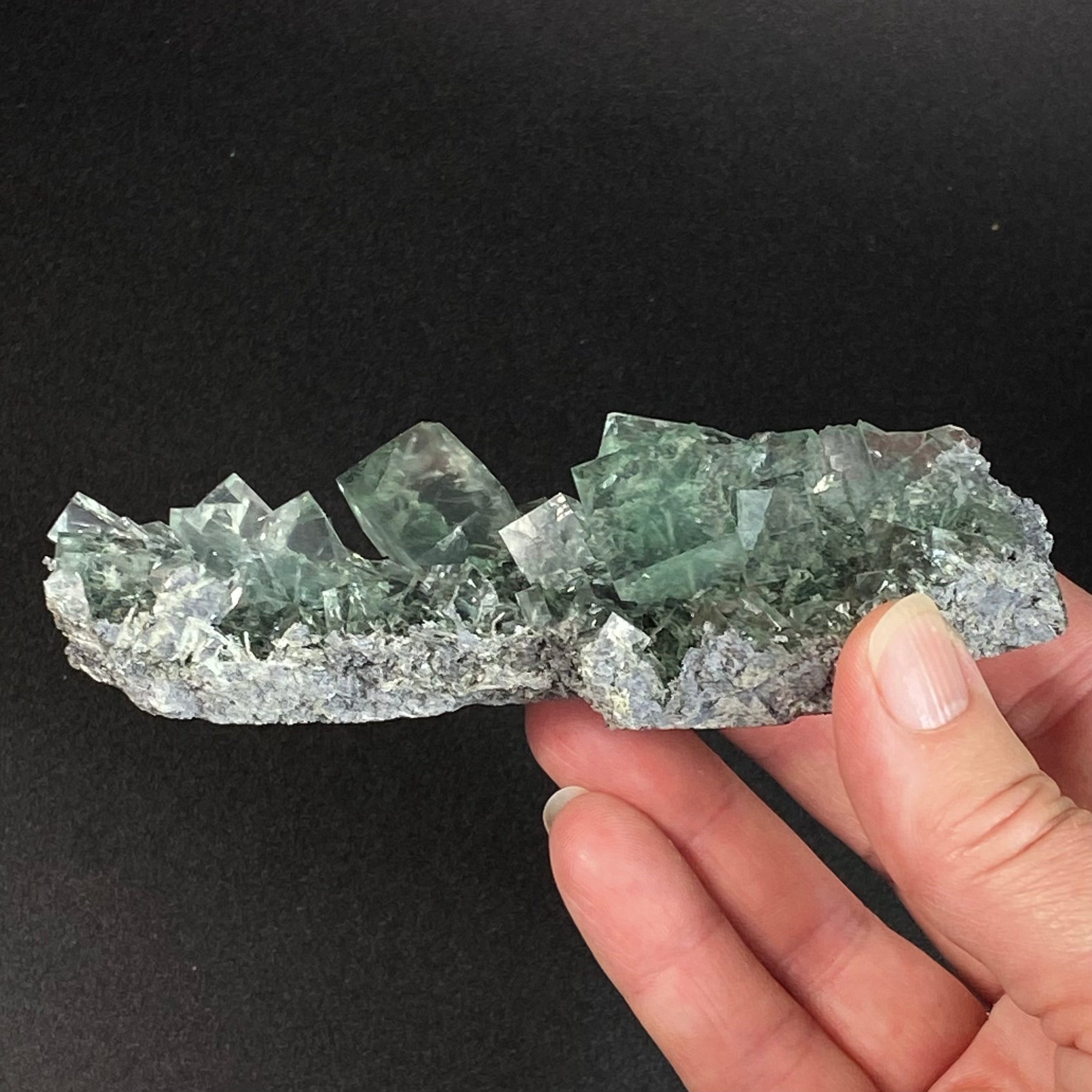 Crystal Clear Green Cubic Fluorite Cluster, Xianhualing Mine