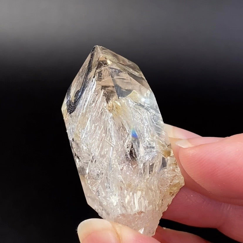 Double Terminated Diamond Style Fenster Quartz Crystal with Enhydro Water Inclusion