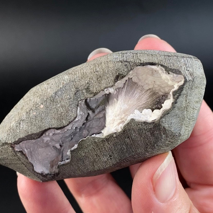 Radiating Scolecite Crystals with Mordenite in Trimmed Basalt Pocket