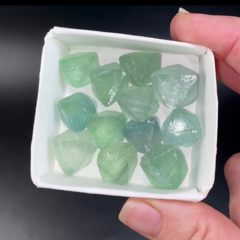 Green Fluorite Octahedron Crystal - Fluorescent