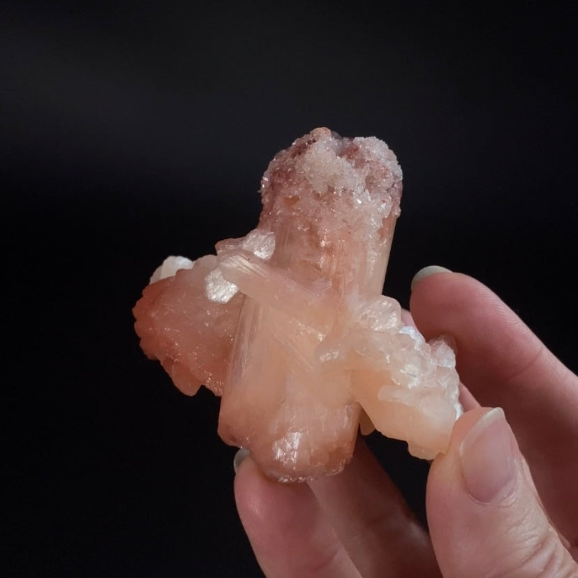 Peach and Red Hematite Stilbite Cluster, Maharashtra, India