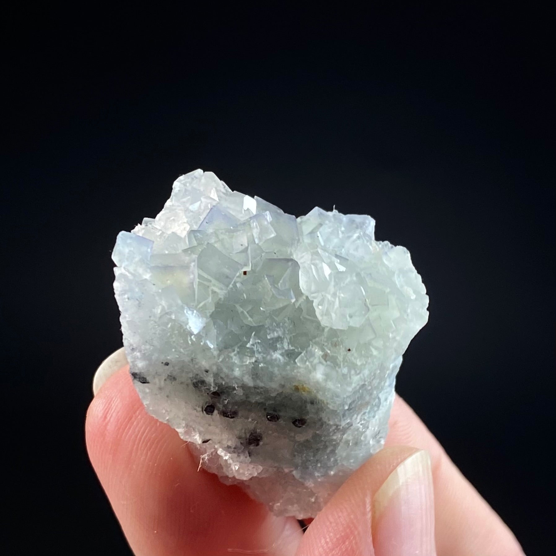 Pale Green Cubic Fluorite Cluster from El Hammam Mine, Morocco