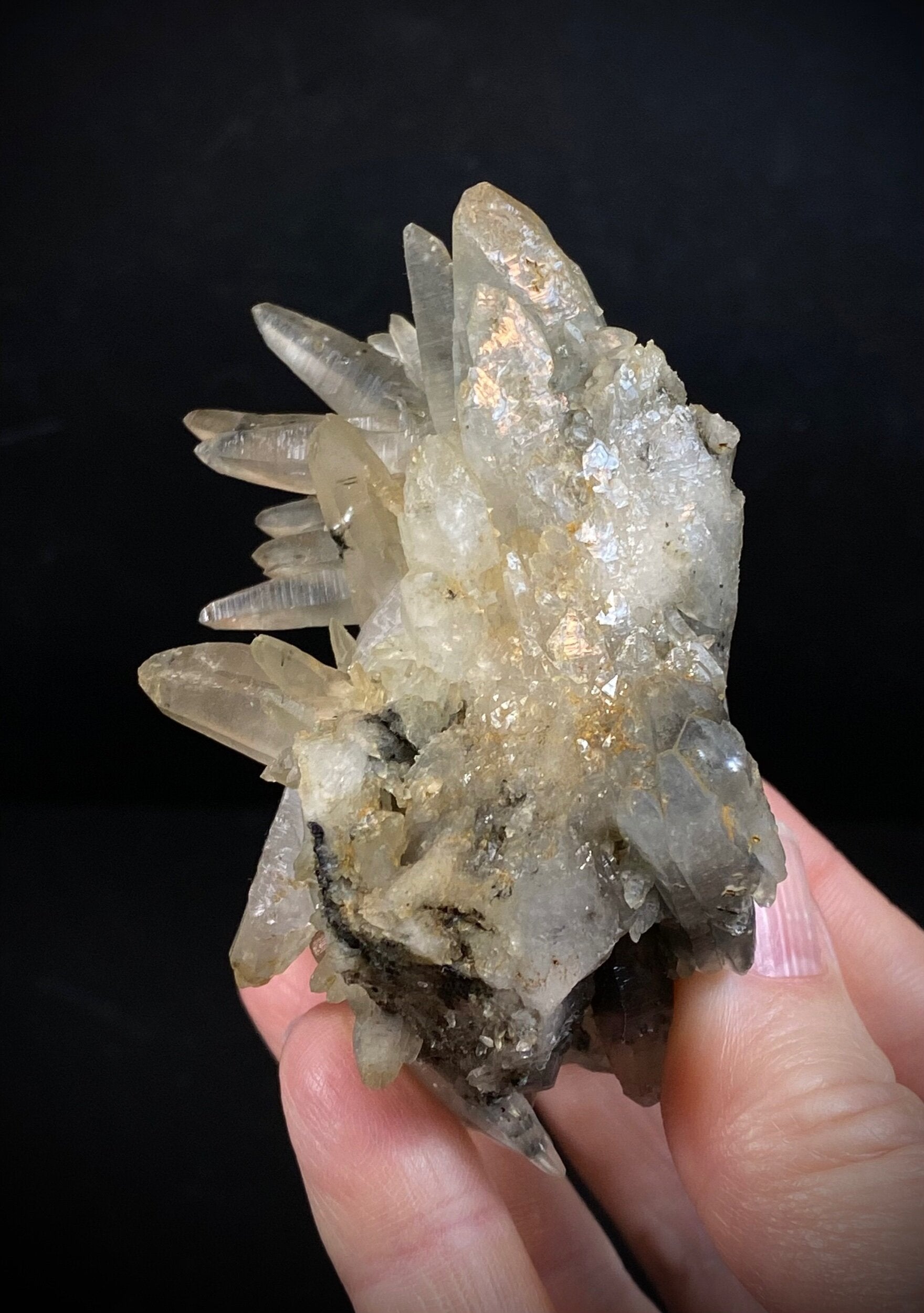 Laser Quartz Crystal Cluster with Hematite Inclustions