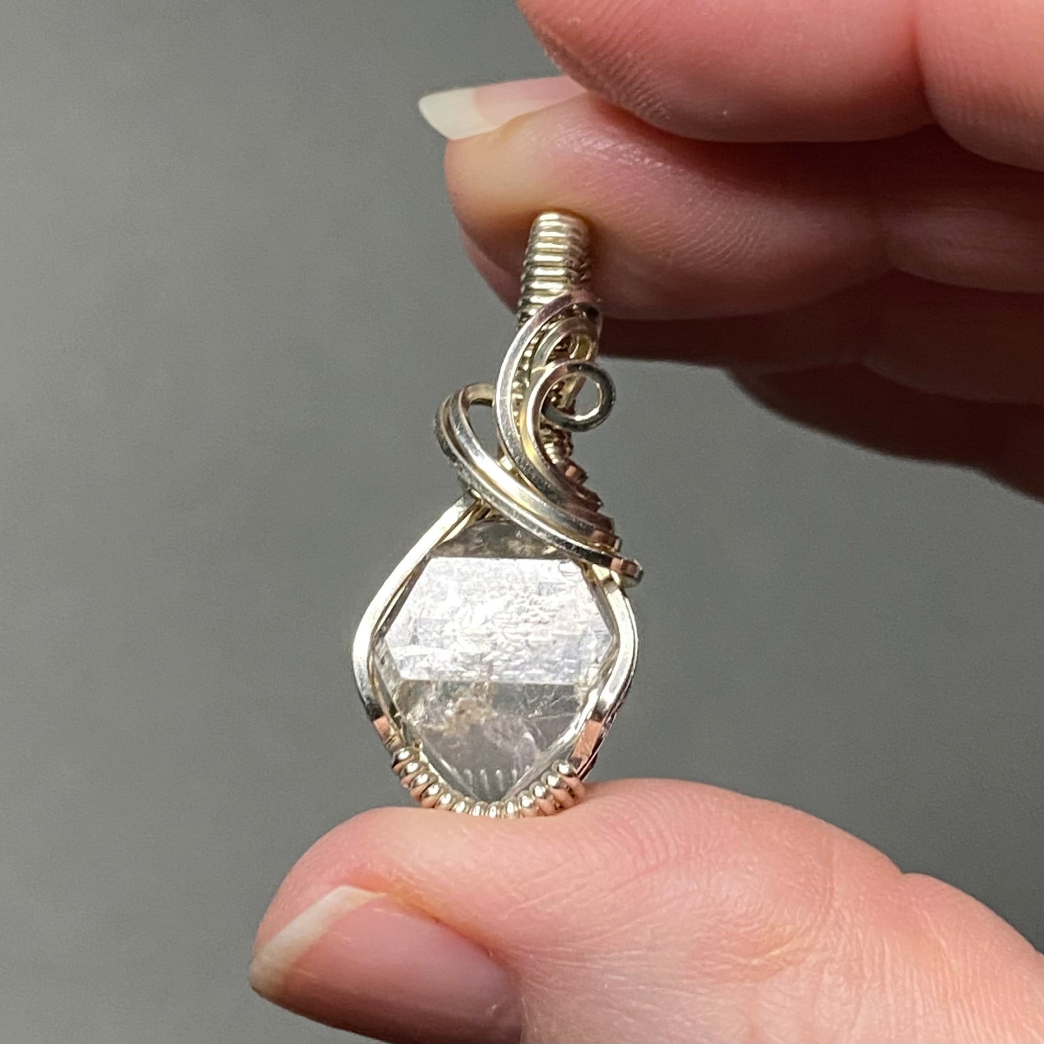 Raw Topaz Crystal & Sterling Silver Wire Wrapped Pendant