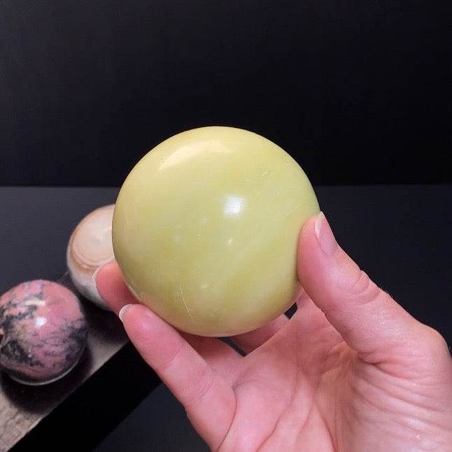 Yellow Serpentine Crystal Sphere 69 mm
