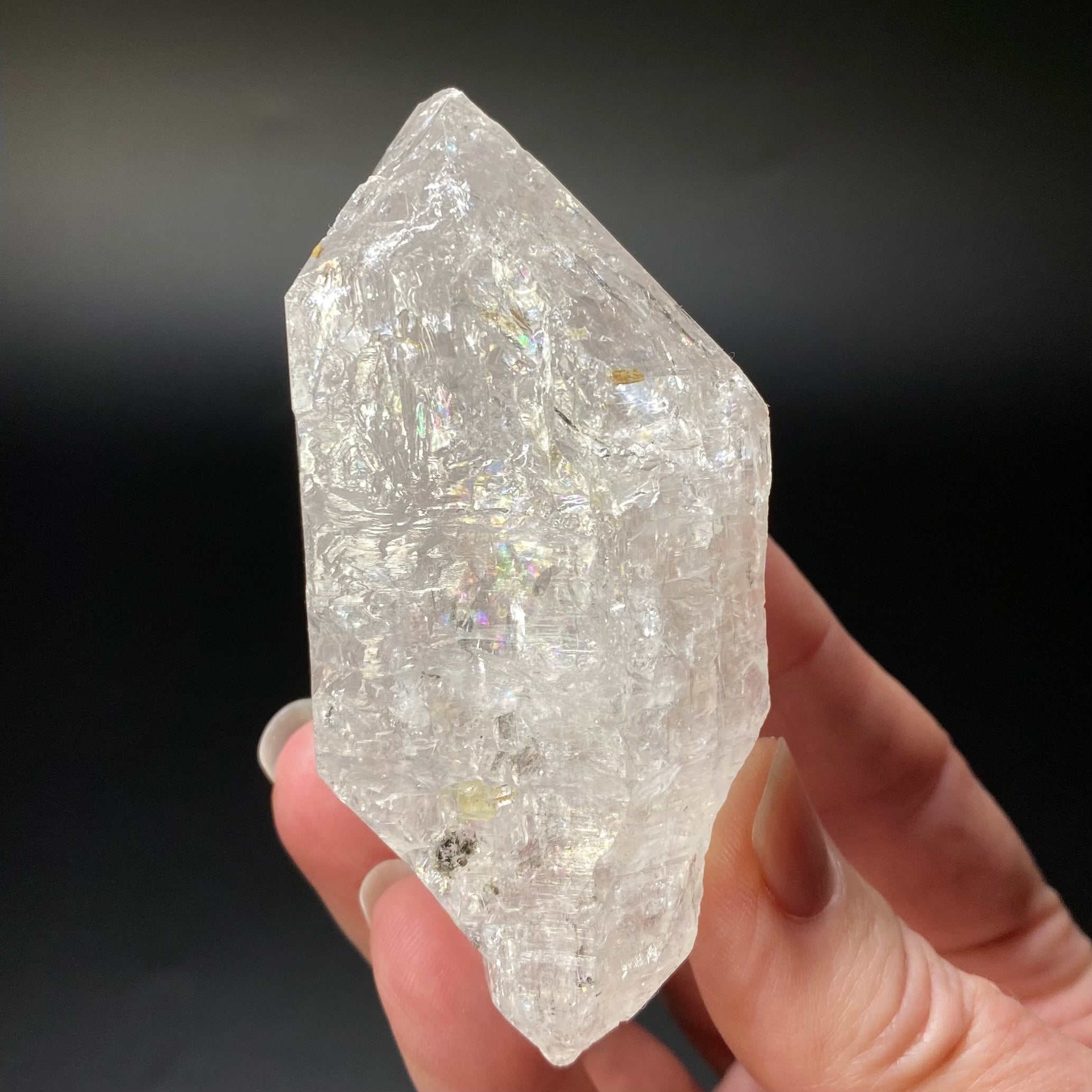 Double Terminated Clear Quartz Crystal with Rainbows