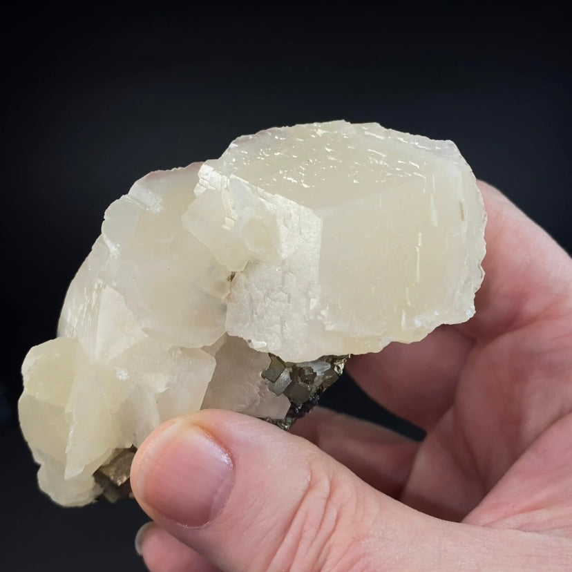 Fluorescent Calcite Specimen with Pyrite from Trepca Mine Complex, Kosovo