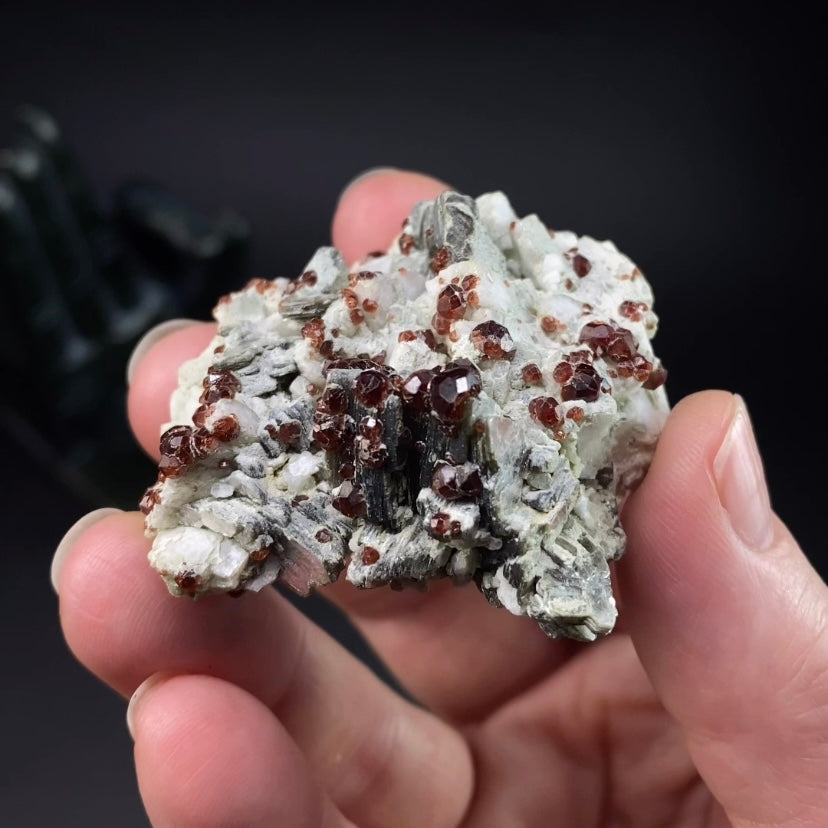 Red Garnets on Albite Matrix with Mica and Quartz