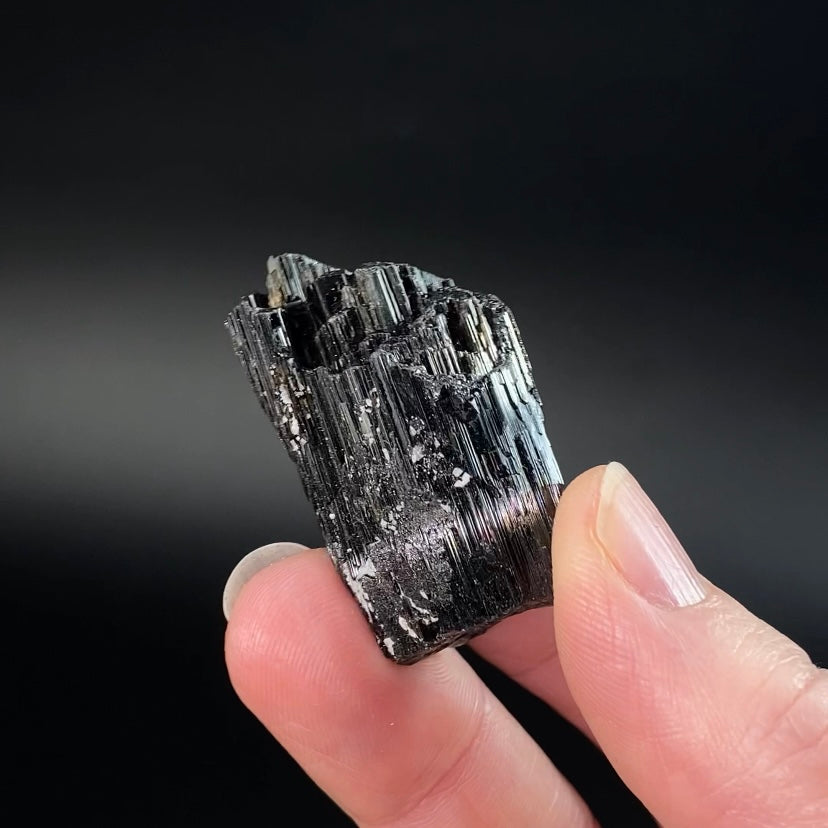 Etched Black Tourmaline Schorl Crystal