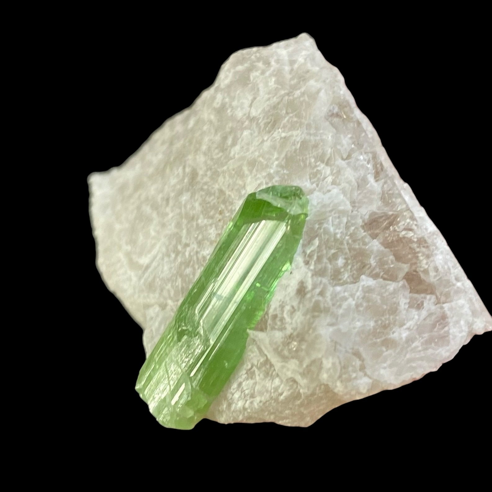 Green Elbaite Tourmaline on Pollucite Matrix