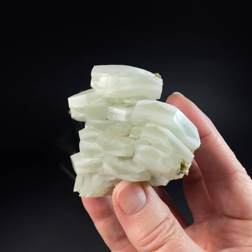 Fluorescent Hexagonal Sandwich Calcite Crystal Cluster