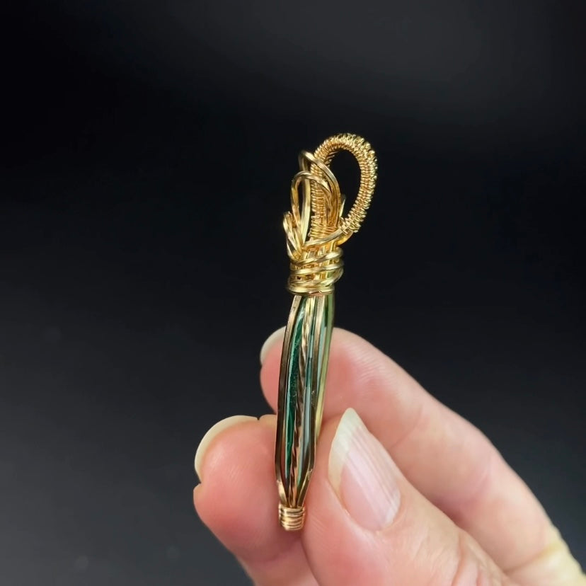 Malachite & 14k Gold Filled Wire Wrapped Pendant