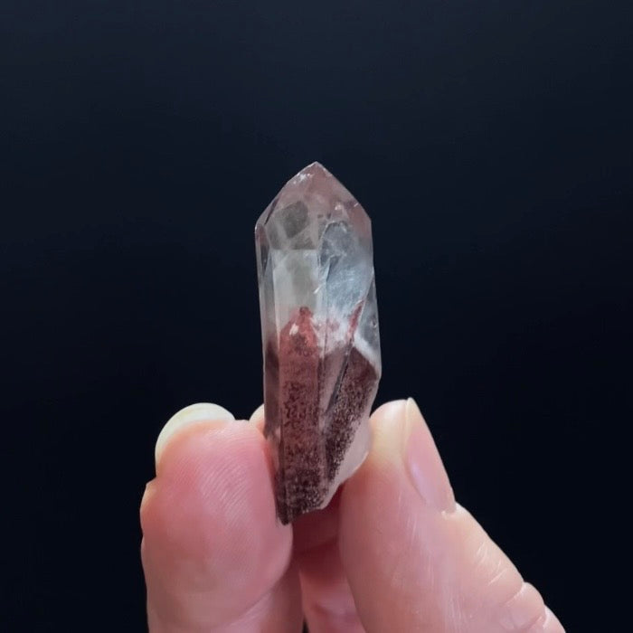 Red Hematite Phantom Sunset Quartz Crystal - Tamil Nadu, India