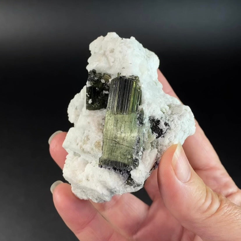 Chatoyant Green Cat's Eye Tourmaline Crystals on Matrix Pech, Afghanistan