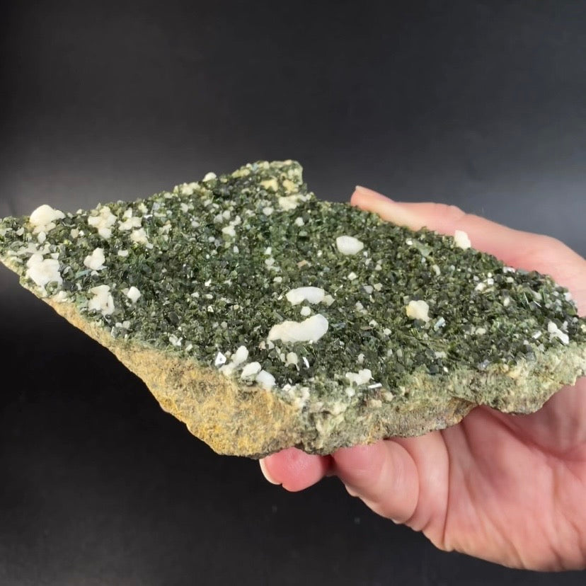 Forest Green Epidote Crystals and Calcite on Matrix, Shigar Valley, Pakistan