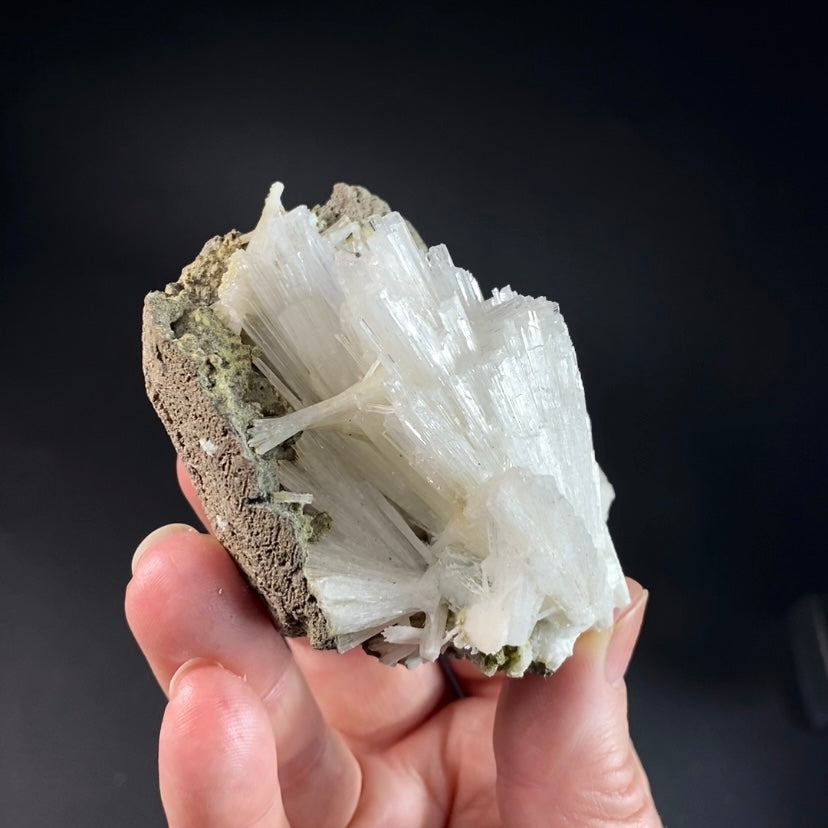 Radiating Scolecite Crystals in Basalt Pocket