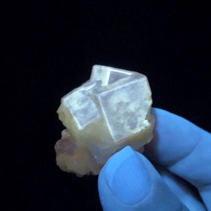 Yellow Moscona Cubic Fluorite Cluster from Asturias Spain - Phosphorescent