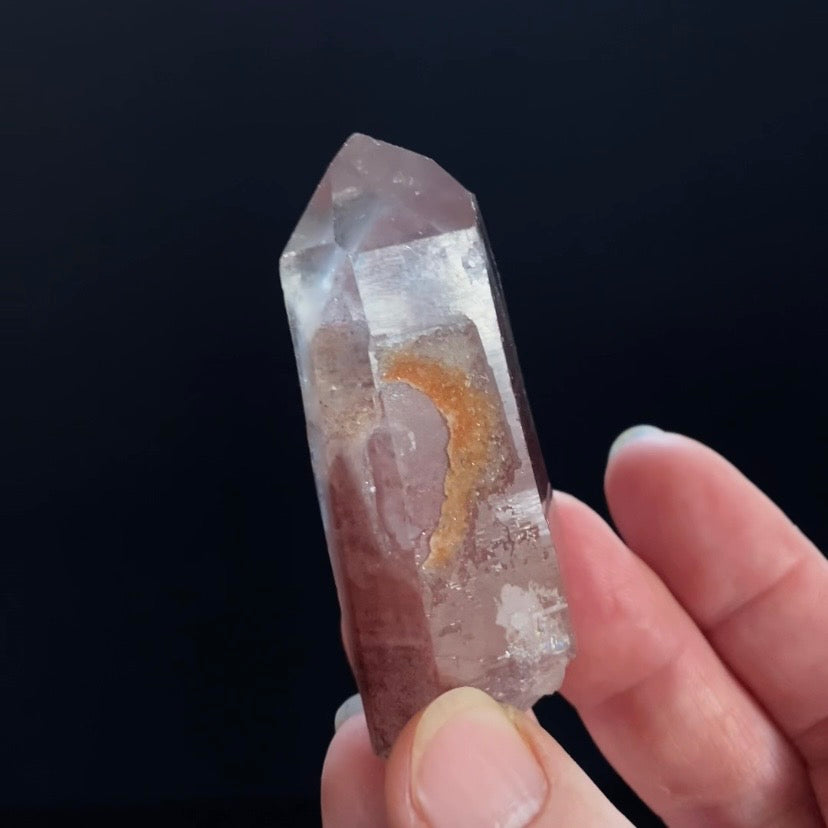 Red Hematite Double Phantom Sunset Quartz Crystal - Tamil Nadu, India