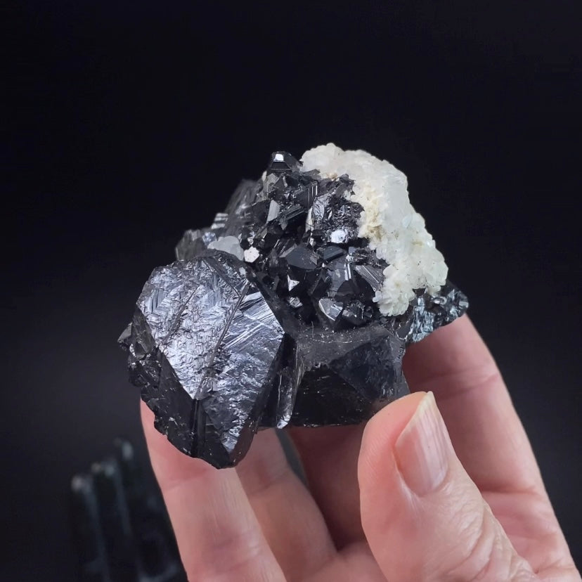 Sphalerite Cluster with Fluorescent Calcite & Minor Pyrite from Trepça Mines