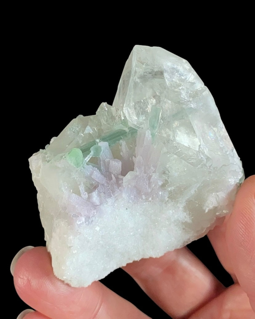 Lepidolite, Green Tourmaline & Quartz Cluster