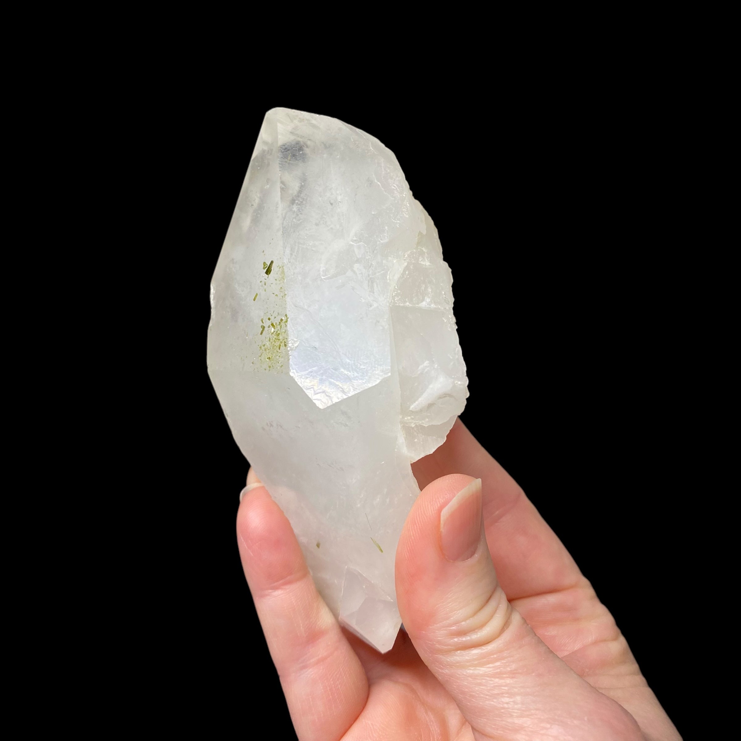 Quartz Crystal with Dark Green Epidote Crystals