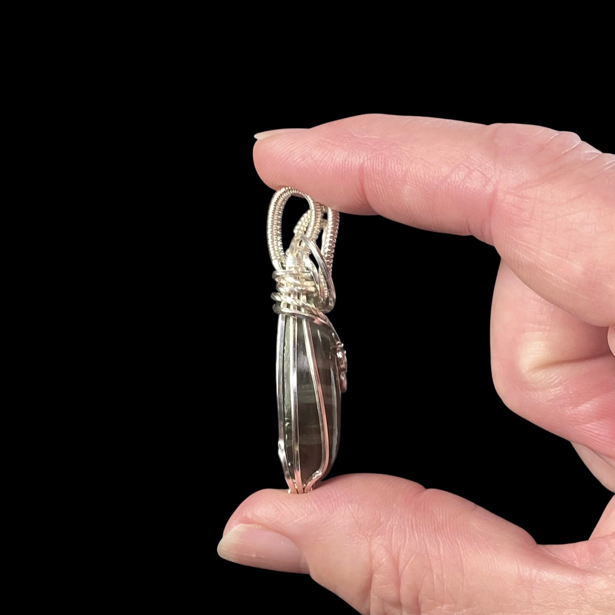 Labradorite & Sterling Silver Wire Wrapped Pendant, Natural Stone & Crystal Jewelry