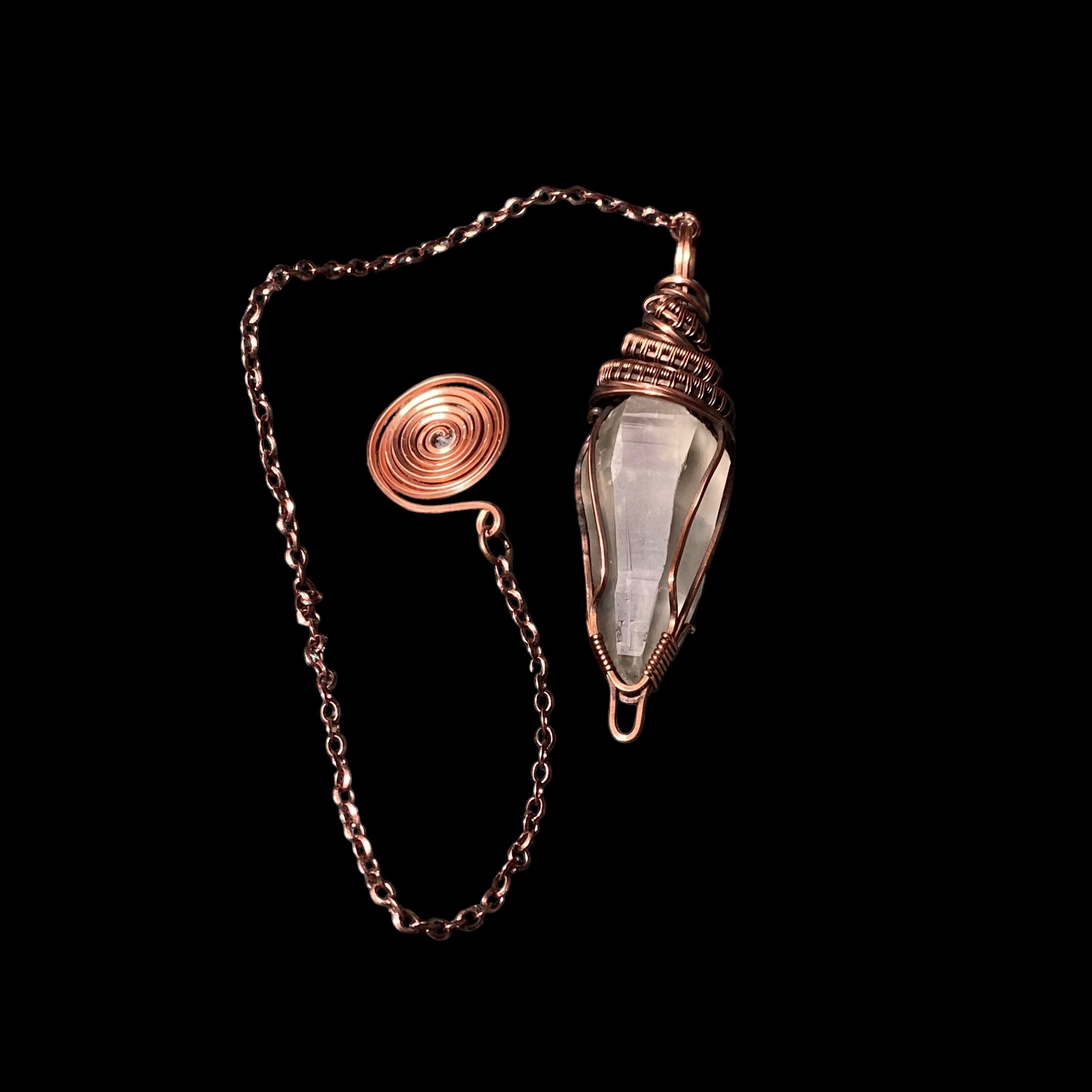 Himalayan Quartz Crystal & Copper Wire Wrapped Pendulum