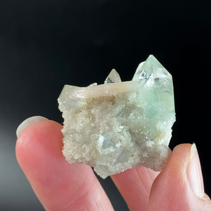 Green Apophyllite Crystal Cluster with Stilbite & Apophyllite
