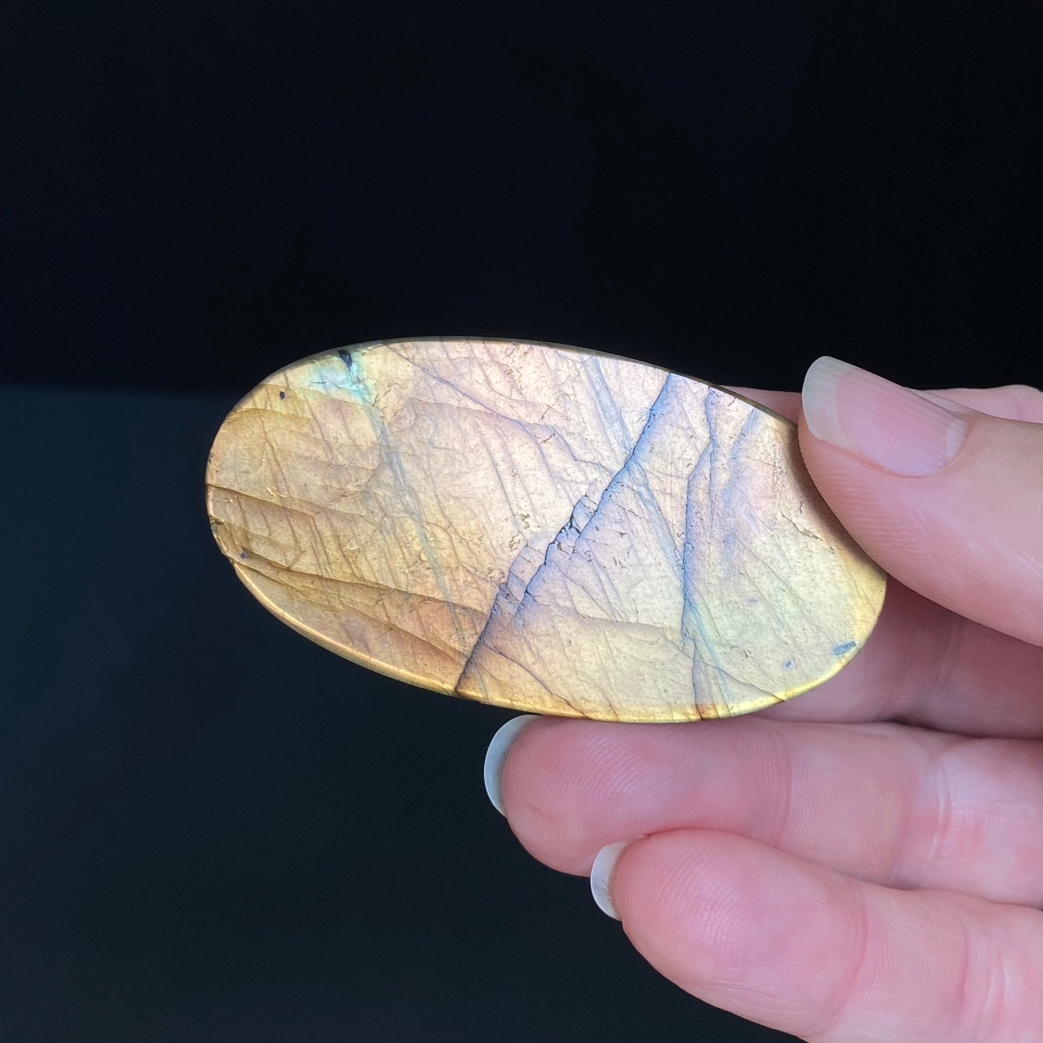 Golden Yellow Flash Labradorite Oval Shaped Cabochon