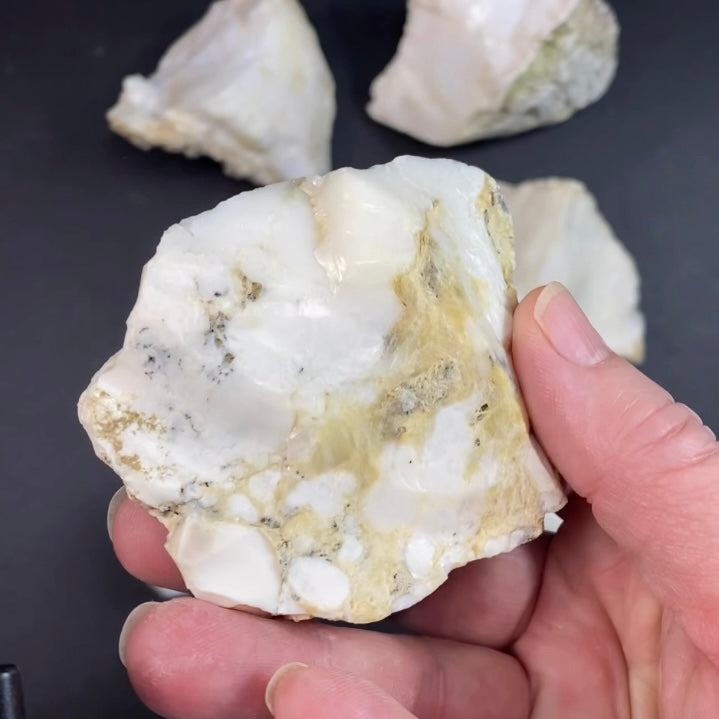 Fluorescent White Common Opal Rough Specimen from Turkey