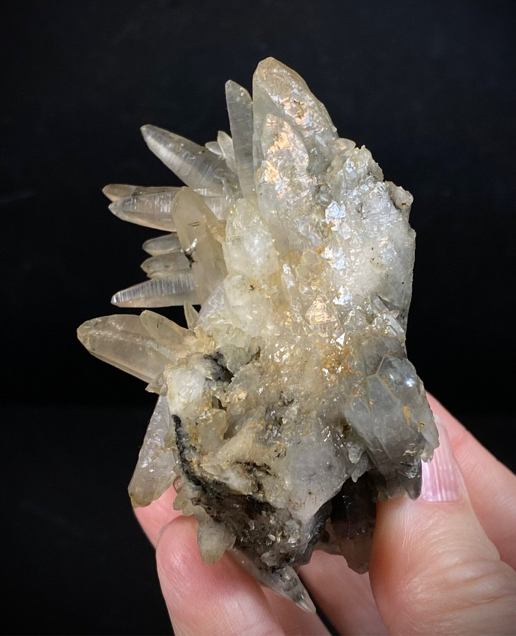 Laser Quartz Crystal Cluster with Hematite Inclustions