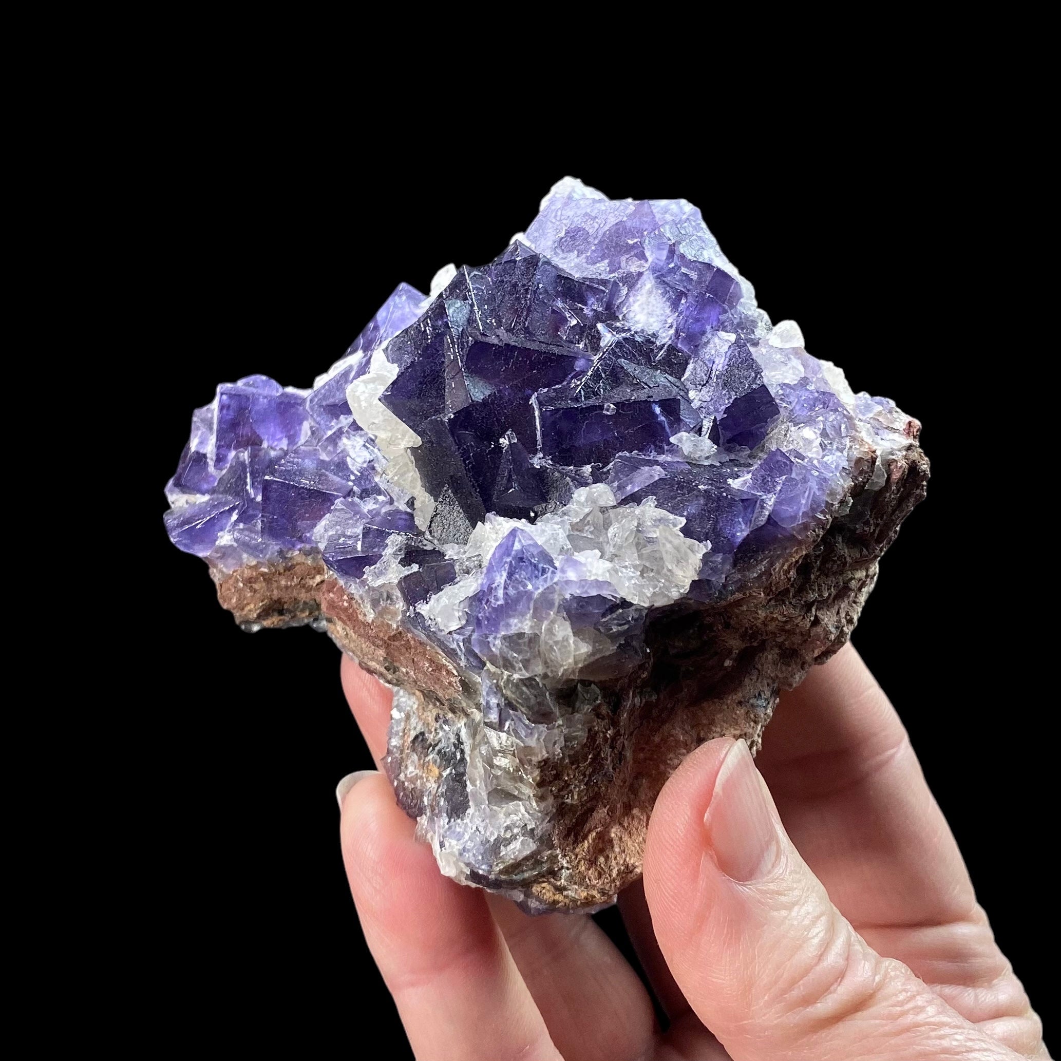 Purple Fluorite Cluster with Dogtooth Calcite