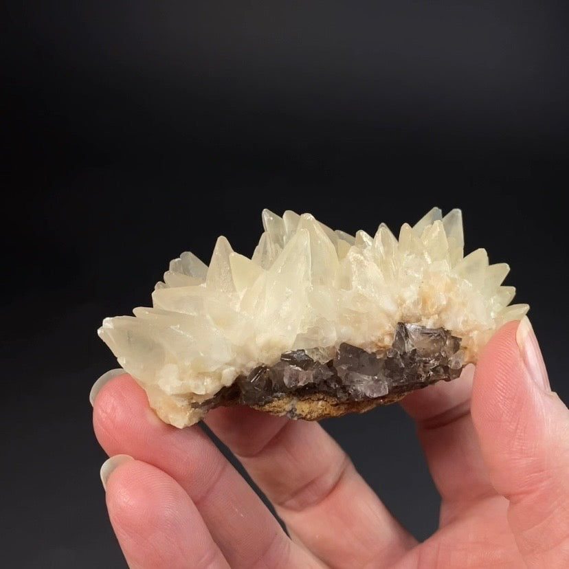 Scalenohedral DogTooth Calcite on Blue Purple Fluorite Matrix, UV Reactive, Fluorescent