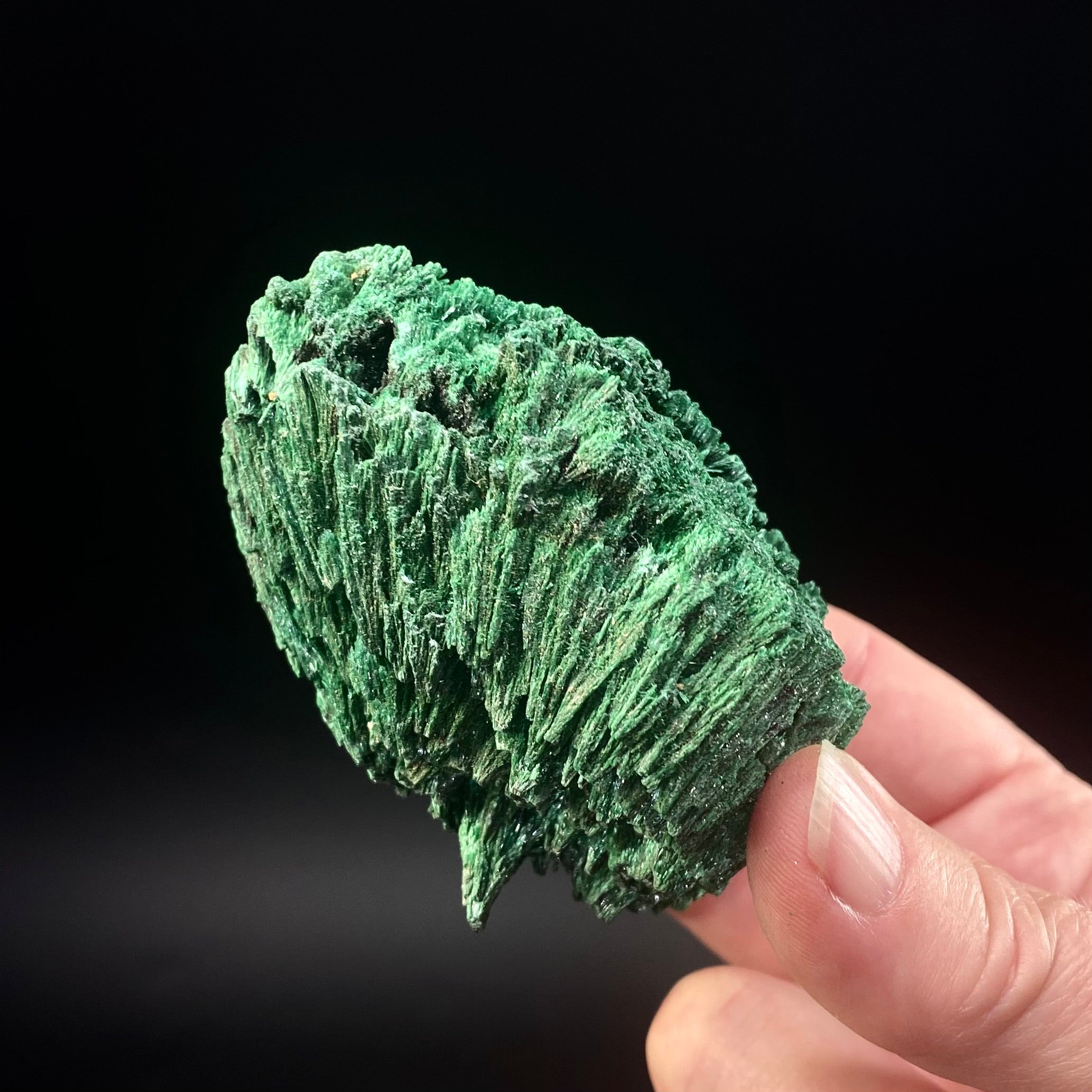 Fibrous Velvet Malachite Specimen, Natural Malachite
