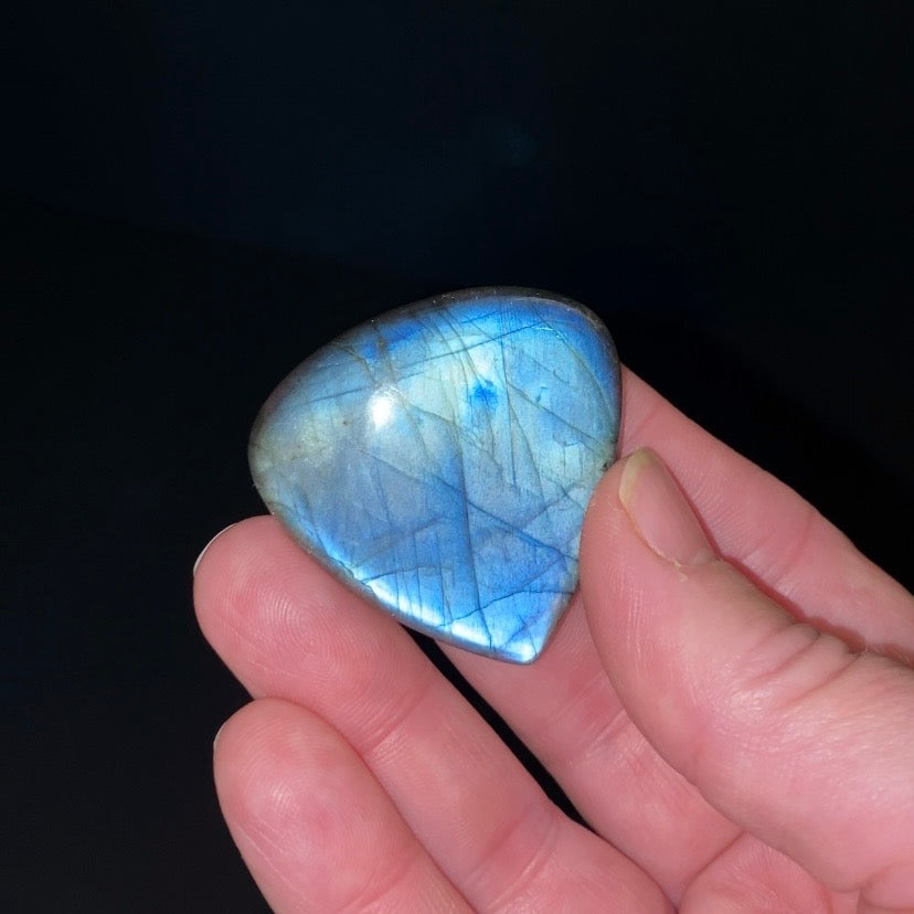 Blue Green Flash Labradorite Teardrop Shaped Cabochon