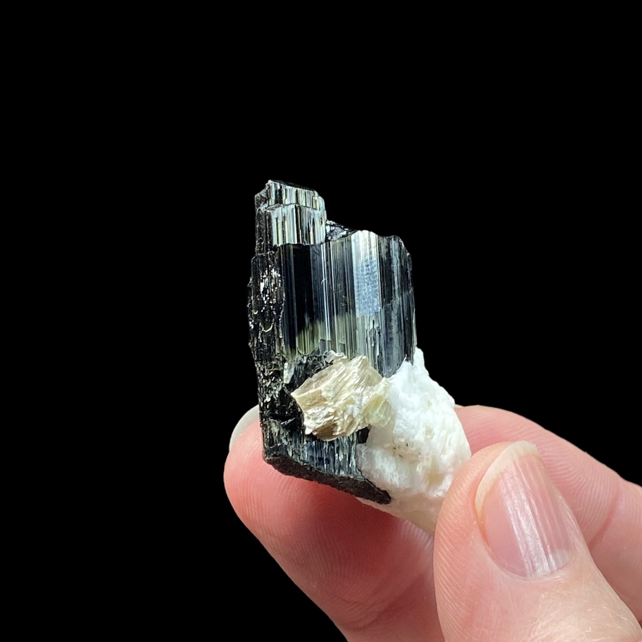 Green Tourmaline Crystal with Mica & Feldspar