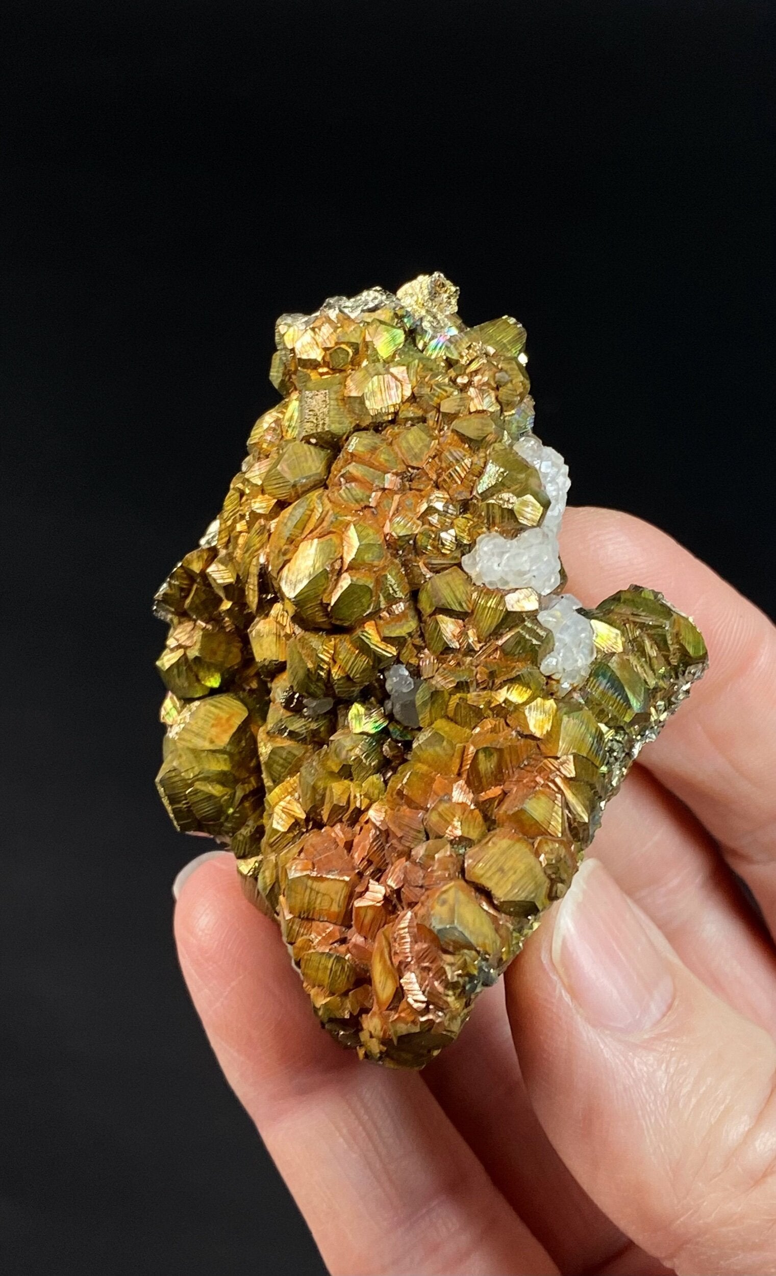 Iridescent Pyrite & Calcite Cluster from Trepca Mines, Kosovo